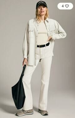 Frame Jeans 24 The High Rise Sailor Flare Patch Pocket Flare White Denim Chic
